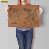 The Lord of the Rings Lonely mountain map Movie Vintage Kraft paper Poster retro painting retro bar cafe wall sticker 45.5x31cm