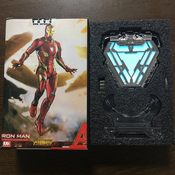 Avengers Endgame Iron Man MK50 MK85 Nano Suit Armor Arc Reactor LED Light Figures Toy