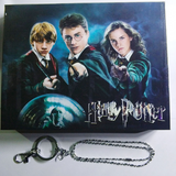 Harry Potter Merchandise Gifts Mini Wand Set and Hogwarts House Badge with Keychain Necklaces Kids Toys