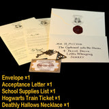 Potters The Marauder's Map Harried Hogwart Acceptance Letter Express Ticket Deathly Hallows Necklace Gringott Bank Coins and Bag