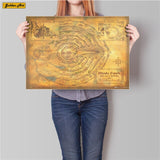 The Lord of the Rings Lonely mountain map Movie Vintage Kraft paper Poster retro painting retro bar cafe wall sticker 45.5x31cm