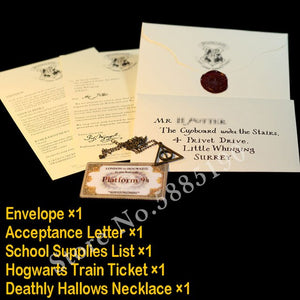 Replica HarryPotter Marauder's Map Harried Hogwart, Admission Letter Platform 9 3/4 Ticket Deathly Hallows Necklace Gryffindor Slytheri Tie